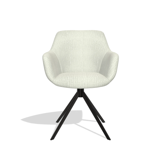 Chaise de salle à manger Pavia 6687 en tissu Energy 101 (gris clair), pied pivotant en noir, vue de face