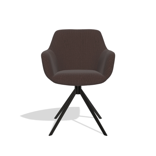 Chaise de salle à manger Pavia 6687 en tissu Energy 34 (chocolat), pied pivotant en noir, vue de face