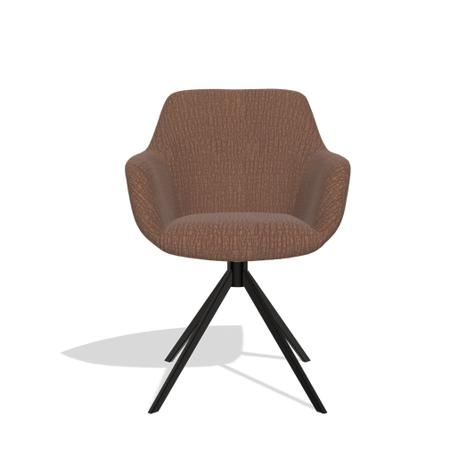 Chaise de salle à manger Pavia 6687 en tissu Energy 96 (marron), pied pivotant en noir, vue de face