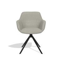 Dining Chair Pavia 6687 in Glory 01 fabric (greige), black swivel base, front view