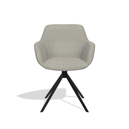 Chaise de salle à manger Pavia 6687 en tissu Glory 01 (grège), pied pivotant en noir, vue de face