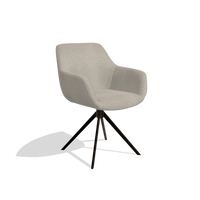 Silla de comedor Pavia 6687 en tela Glory 05 (greige), base giratoria en espresso, vista en ángulo
