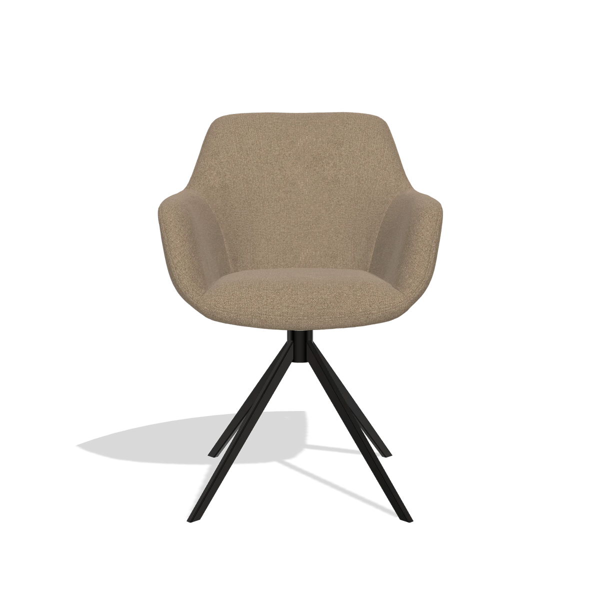 Esszimmerstuhl Pavia 6687 in Stoff Glory 13 (Taupe), Drehfuß in Schwarz, Vorderansicht