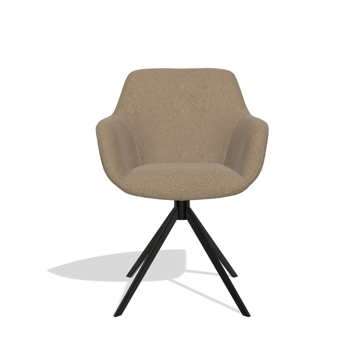 Esszimmerstuhl Pavia 6687 in Stoff Glory 13 (Taupe), Drehfuß in Schwarz, Vorderansicht