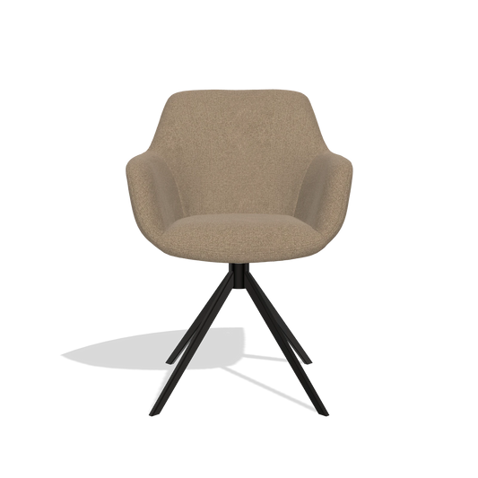 Chaise de salle à manger Pavia 6687 en tissu Glory 13 (taupe), pied pivotant en noir, vue de face