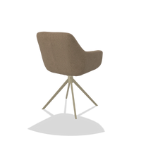 Esszimmerstuhl Pavia 6687 in Stoff Glory 13 (Taupe), Drehfuß in Champagner, Schrägansicht von hinten