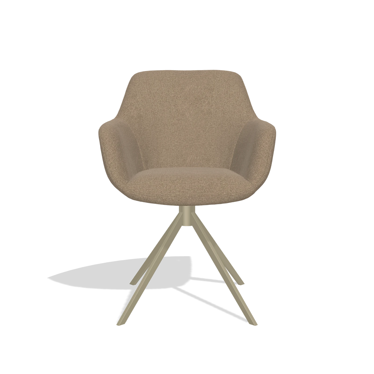 Esszimmerstuhl Pavia 6687 in Stoff Glory 13 (Taupe), Drehfuß in Champagner, Vorderansicht