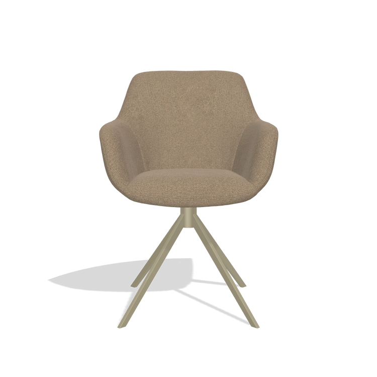 Esszimmerstuhl Pavia 6687 in Stoff Glory 13 (Taupe), Drehfuß in Champagner, Vorderansicht