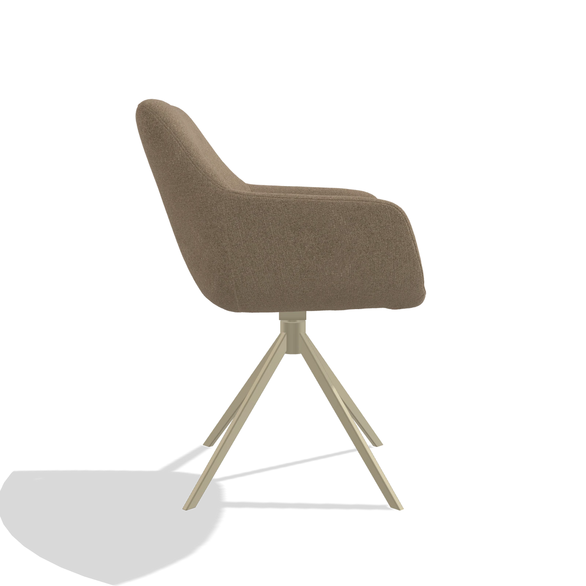 Esszimmerstuhl Pavia 6687 in Stoff Glory 13 (Taupe), Drehfuß in Champagner, Seitenansicht