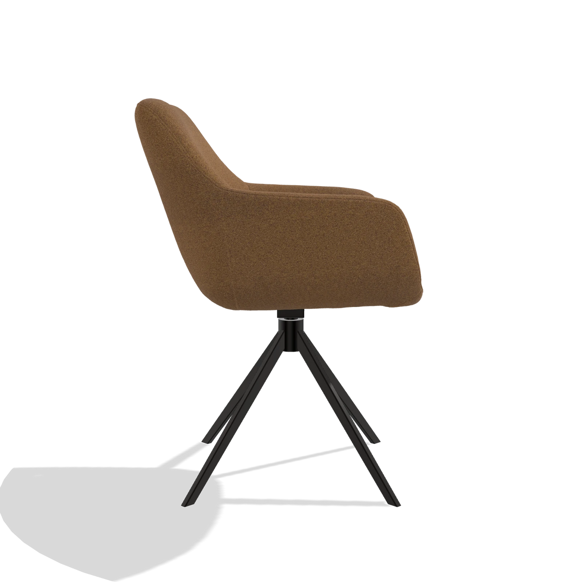 Esszimmerstuhl Pavia 6687 in Stoff Glory 16 (Braun), Drehfuß in Schwarz, Seitenansicht