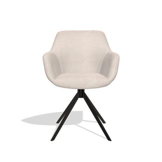 Chaise de salle à manger Pavia 6687 en tissu Guard 01 (gris clair), pied pivotant en noir, vue de face