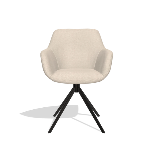 Chaise de salle à manger Pavia 6687 en tissu Guard 05 (gris clair), pied pivotant en noir, vue de face