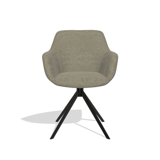 Chaise de salle à manger Pavia 6687 en tissu Guard 193 (taupe), pied pivotant en noir, vue de face