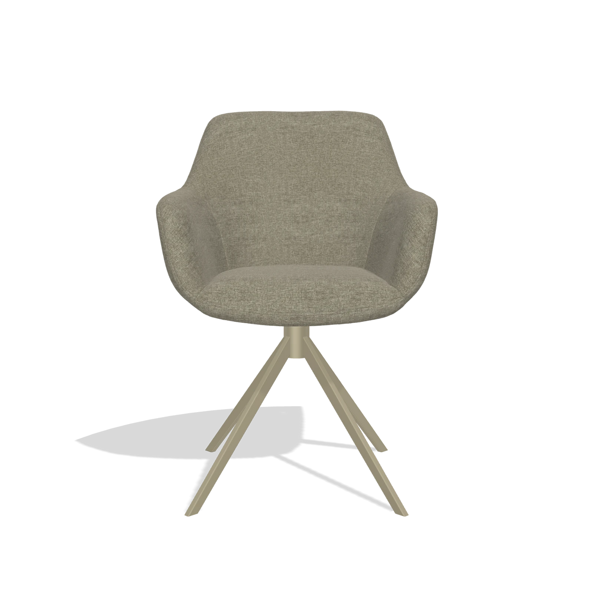 Dining Chair Pavia 6687 in Guard 193 fabric (taupe), champagne swivel base, front view