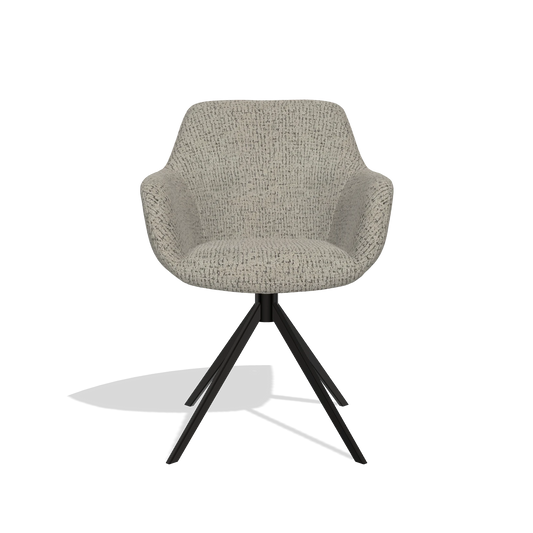 Chaise de salle à manger Pavia 6687 en tissu Horta 01 (gris), pied pivotant en noir, vue de face