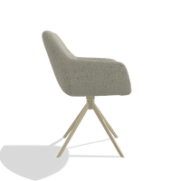 Esszimmerstuhl Pavia 6687 in Stoff Horta 05 (Greige), Drehfuß in Champagner, Seitenansicht