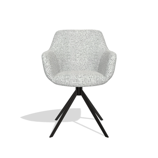 Chaise de salle à manger Pavia 6687 en tissu Horta 101 (gris clair), pied pivotant en noir, vue de face