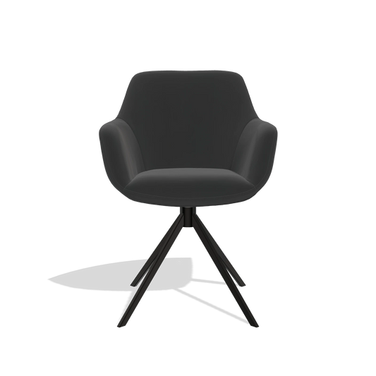 Silla de comedor Pavia 6687 en Piel A804 (negro), base giratoria en negro, vista frontal