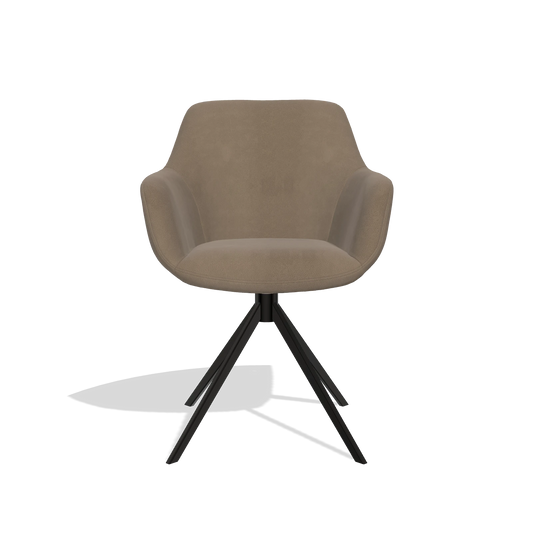 Silla de comedor Pavia 6687 en Piel B402 (topo), base giratoria en negro, vista frontal