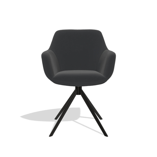 Silla de comedor Pavia 6687 en Piel B500 (negro), base giratoria en negro, vista frontal