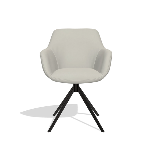 Silla de comedor Pavia 6687 en Piel B506 (gris claro), base giratoria en negro, vista frontal