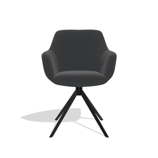 Silla de comedor Pavia 6687 en Piel B900 (negro), base giratoria en negro, vista frontal