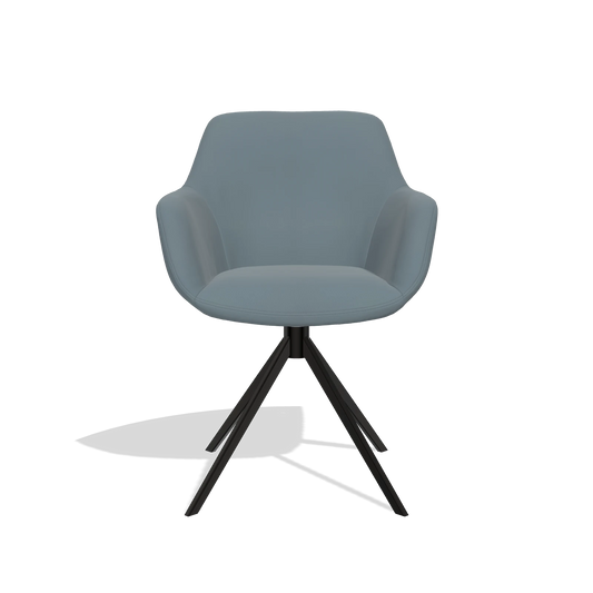 Silla de comedor Pavia 6687 en Piel B963 (gris), base giratoria en negro, vista frontal