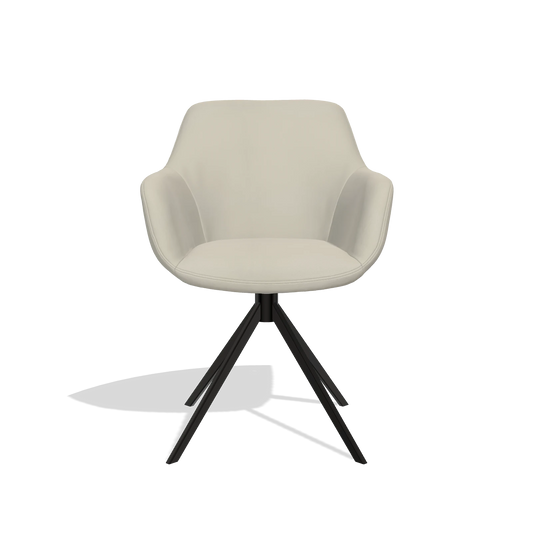 Silla de comedor Pavia 6687 en Piel B971 (gris claro), base giratoria en negro, vista frontal