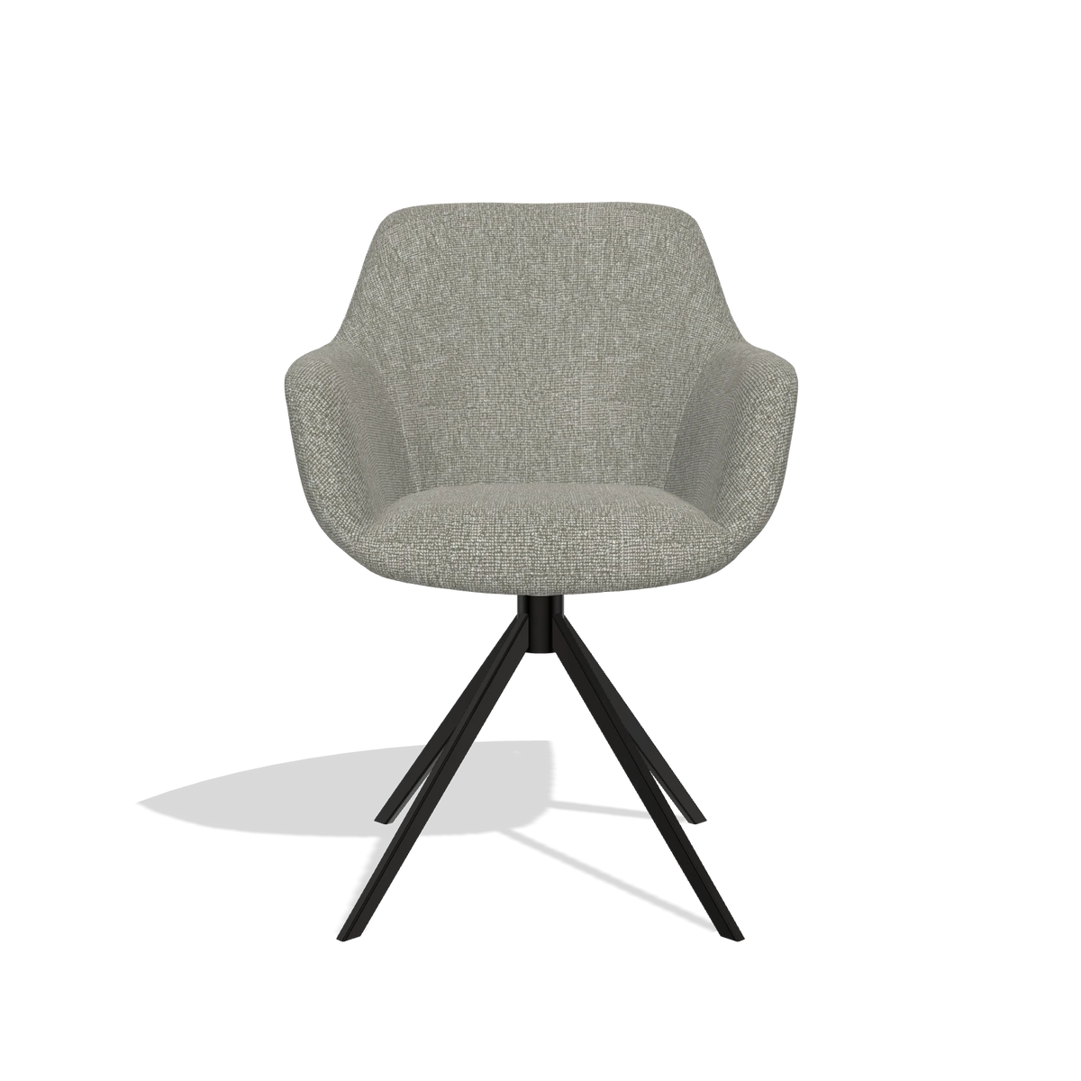 Silla de comedor Pavia 6687 en tela Lodge 01 (topo), base giratoria en negro, vista frontal