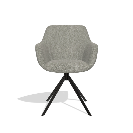 Chaise de salle à manger Pavia 6687 en tissu Lodge 01 (taupe), pied pivotant en noir, vue de face