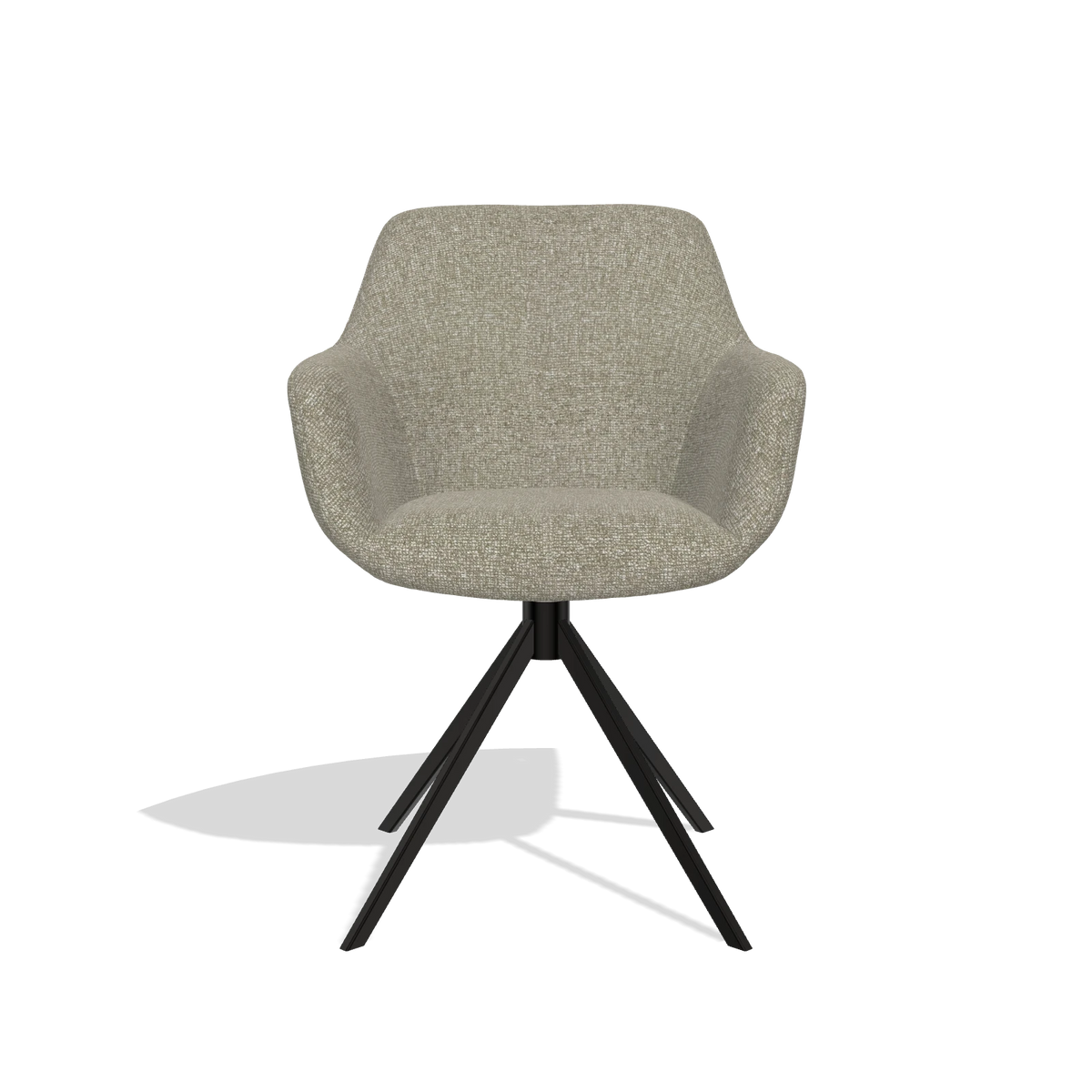 Dining Chair Pavia 6687 in Lodge 05 fabric (taupe), black swivel base, front view