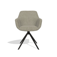 Dining Chair Pavia 6687 in Lodge 05 fabric (taupe), black swivel base, front view