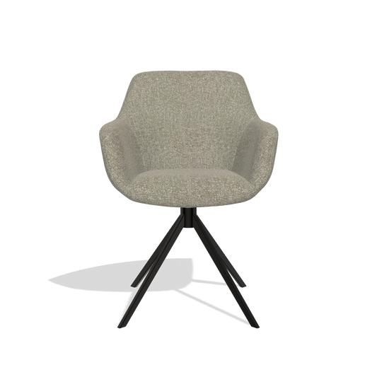 Chaise de salle à manger Pavia 6687 en tissu Lodge 05 (taupe), pied pivotant en noir, vue de face