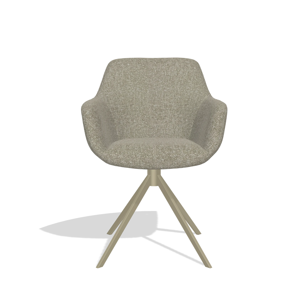 Dining Chair Pavia 6687 in Lodge 05 fabric (taupe), champagne swivel base, front view