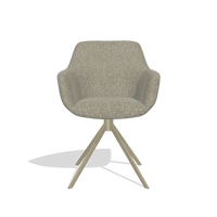 Dining Chair Pavia 6687 in Lodge 05 fabric (taupe), champagne swivel base, front view