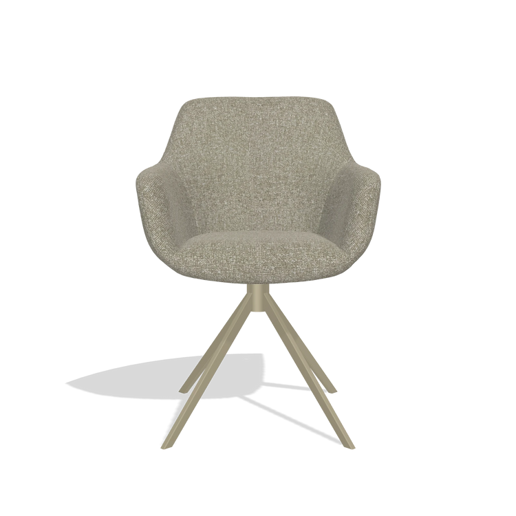 Dining Chair Pavia 6687 in Lodge 05 fabric (taupe), champagne swivel base, front view