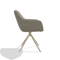 Dining Chair Pavia 6687 in Lodge 05 fabric (taupe), champagne swivel base, side view