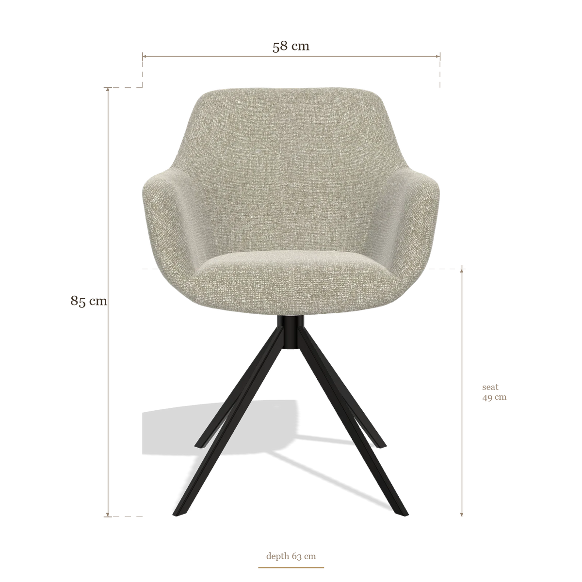 Dining Chair Pavia 6687, dimensions 58 x 63 x 85 cm
