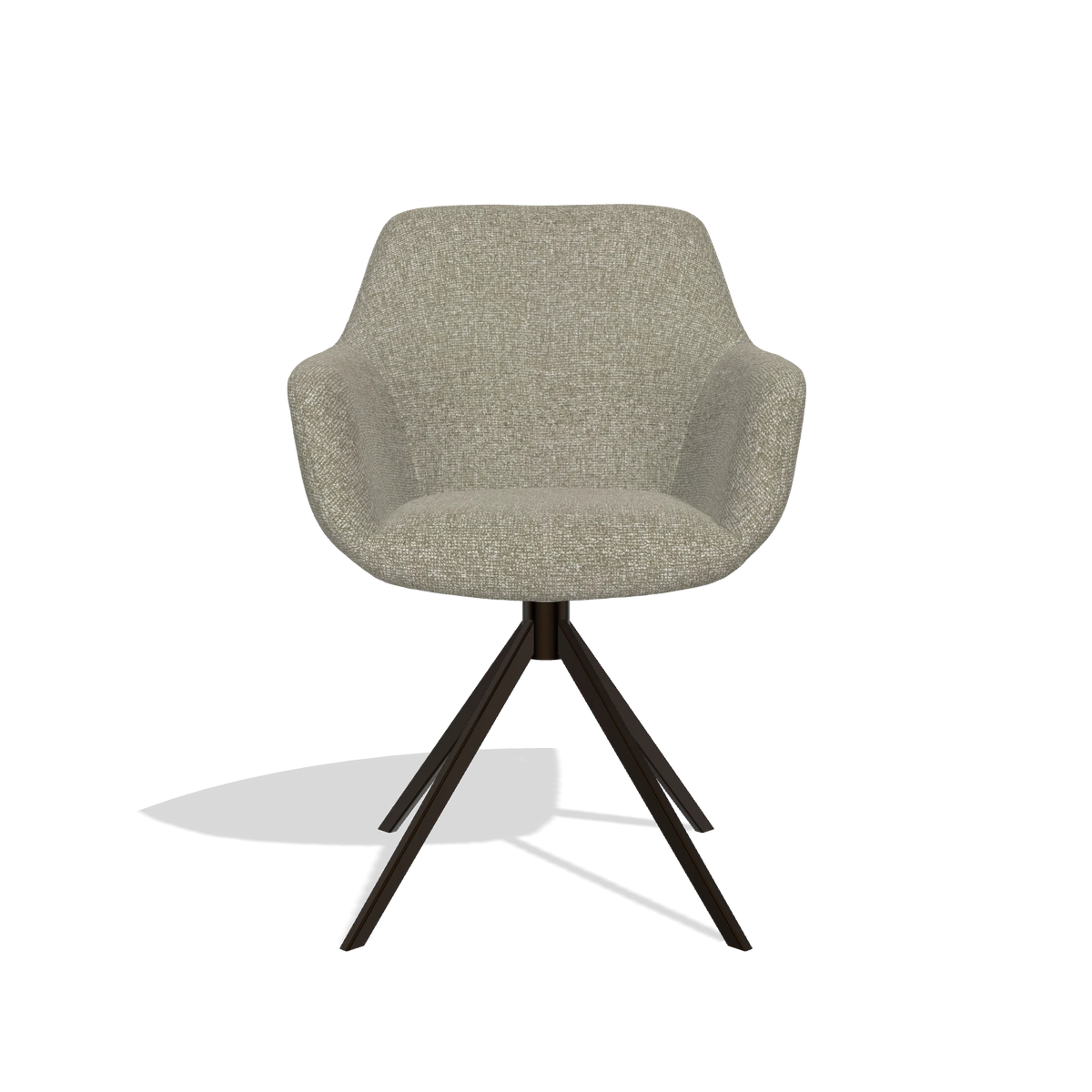 Dining Chair Pavia 6687 in Lodge 05 fabric (taupe), espresso swivel base, front view