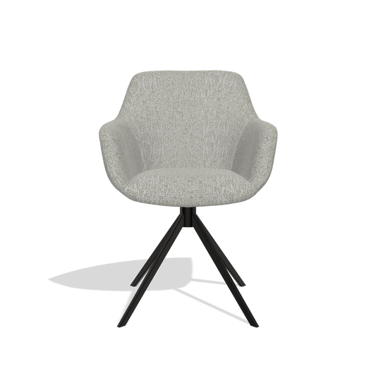 Chaise de salle à manger Pavia 6687 en tissu Lodge 110 (grège), pied pivotant en noir, vue de face