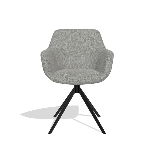 Chaise de salle à manger Pavia 6687 en tissu Lodge 40 (gris), pied pivotant en noir, vue de face