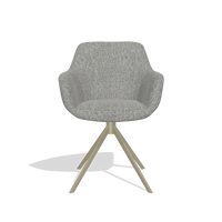 Dining Chair Pavia 6687 in Lodge 40 fabric (grey), champagne swivel base, front view