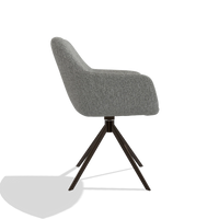 Dining Chair Pavia 6687 in Lodge 40 fabric (grey), espresso swivel base, side view