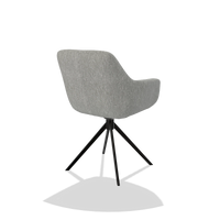 Dining Chair Pavia 6687 in Lodge 60 fabric (greige), black swivel base, back angled view