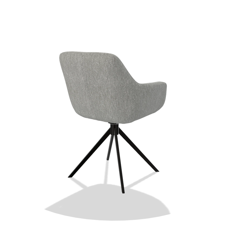 Dining Chair Pavia 6687 in Lodge 60 fabric (greige), black swivel base, back angled view