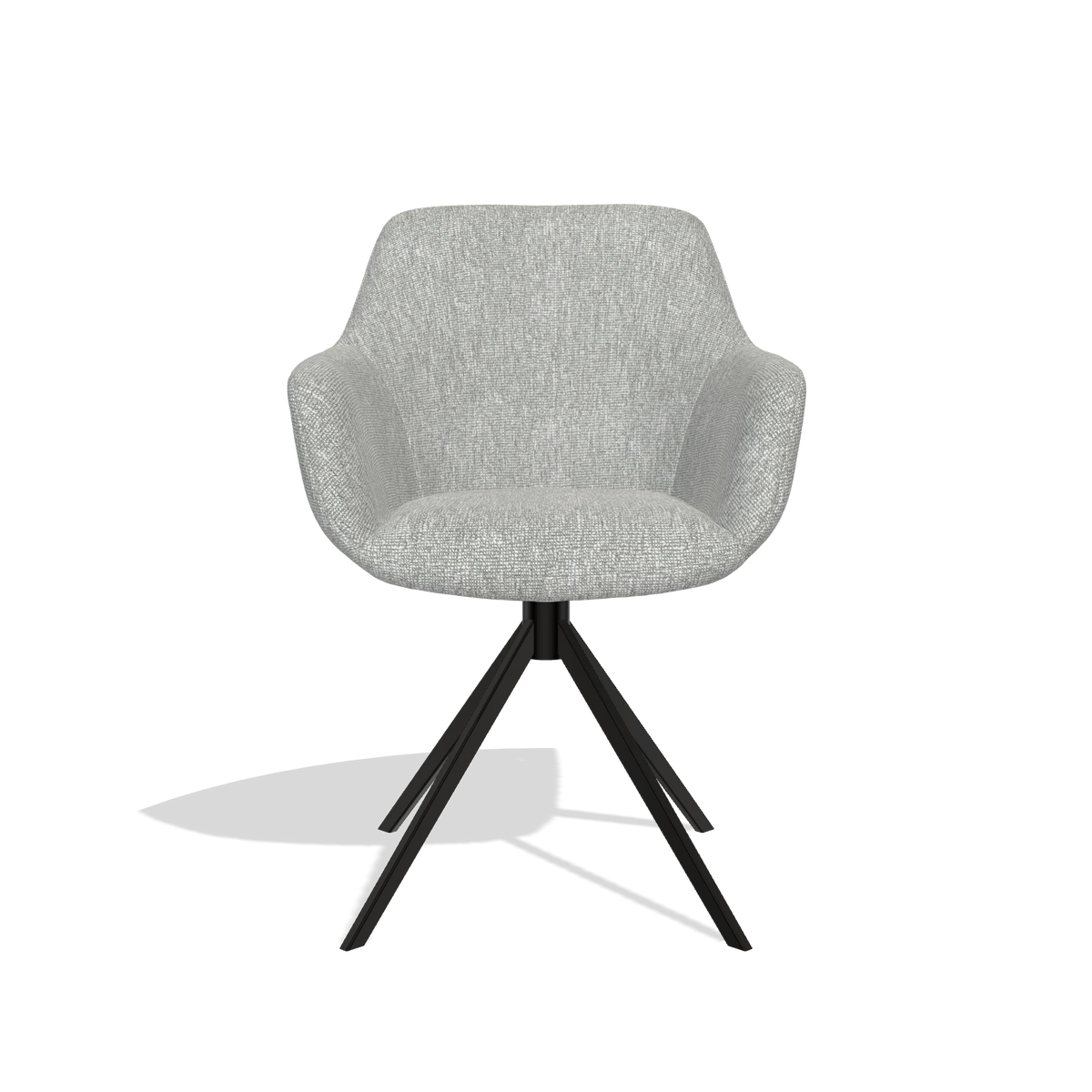 Dining Chair Pavia 6687 in Lodge 60 fabric (greige), black swivel base, front view