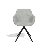 Dining Chair Pavia 6687 in Lodge 60 fabric (greige), black swivel base, front view