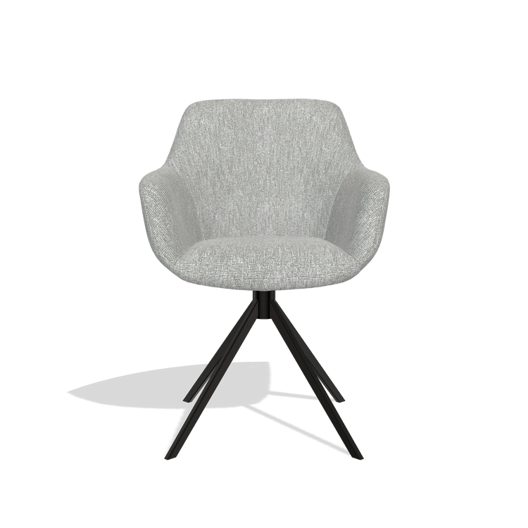 Dining Chair Pavia 6687 in Lodge 60 fabric (greige), black swivel base, front view