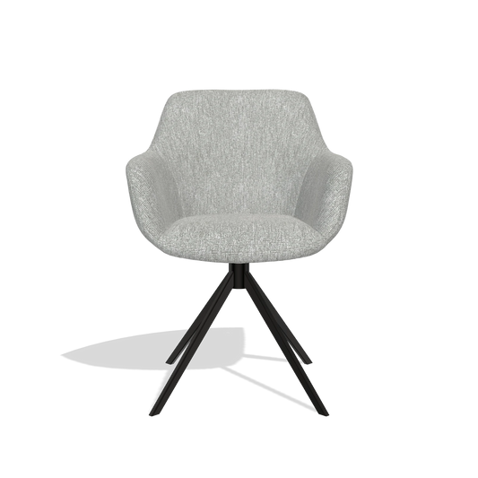 Chaise de salle à manger Pavia 6687 en tissu Lodge 60 (grège), pied pivotant en noir, vue de face