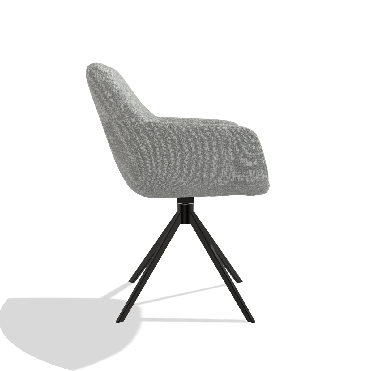 Dining Chair Pavia 6687 in Lodge 60 fabric (greige), black swivel base, side view